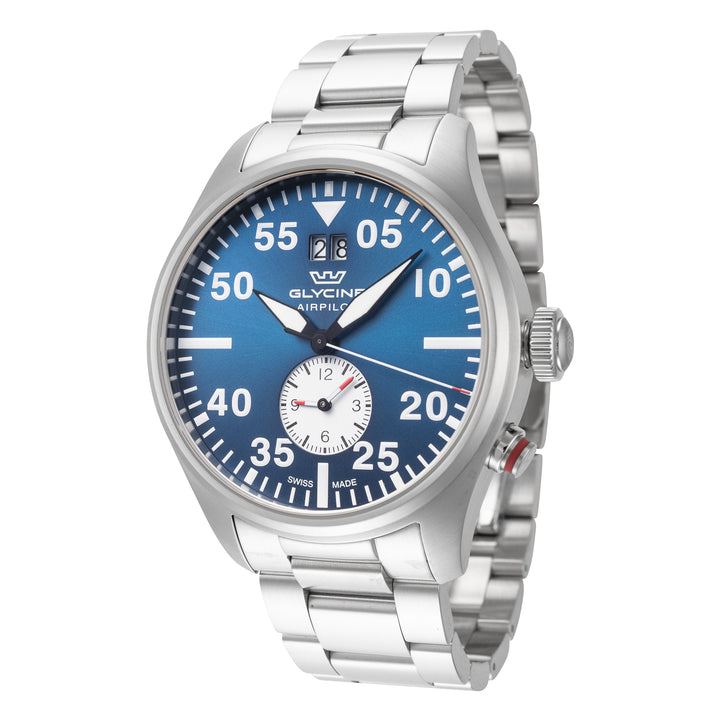 title:Glycine Men's GL0449 Airpilot Dual Time 44mm Quartz Watch;color:Silver