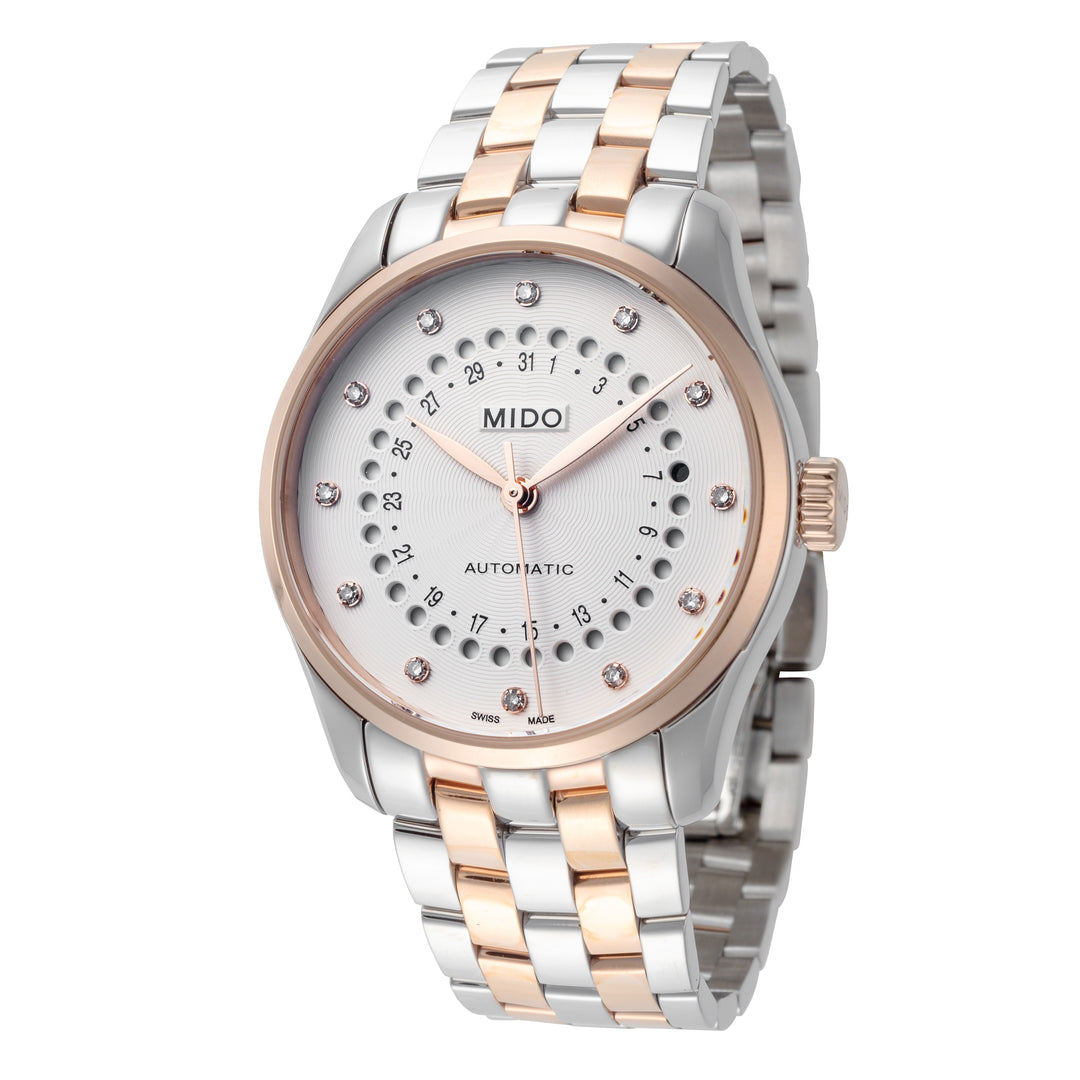 title:Mido Women's M0242072203600 Belluna II 33mm Automatic Watch;color:Silver and Rose Gold