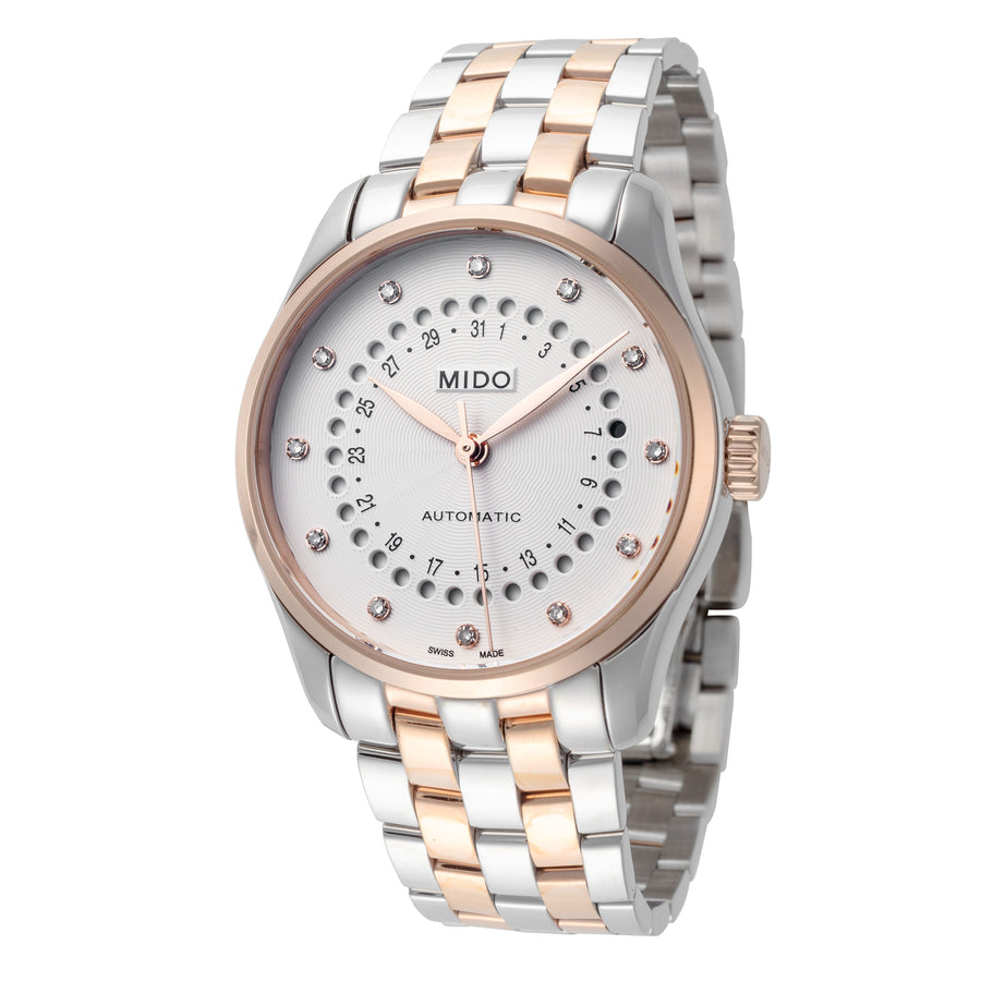 title:Mido Women's M0242072203600 Belluna II 33mm Automatic Watch;color:Silver and Rose Gold