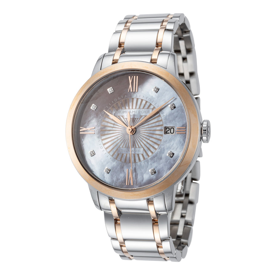 title:Baume and Mercier Women's A10297 Classima 36.5mm Automatic Watch;color:Brown Mother-of-Pearl Dial Two Tone Band