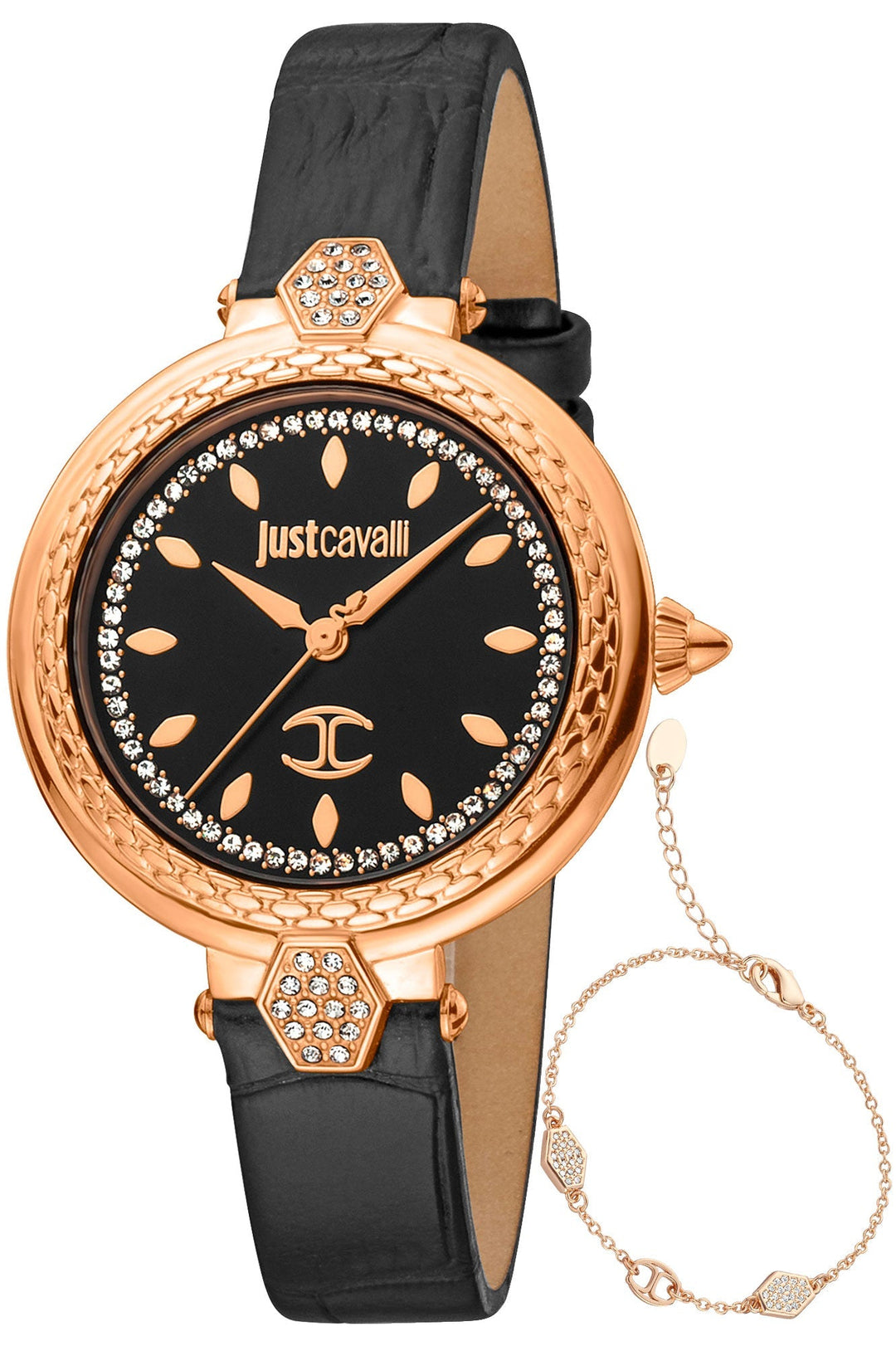 title:Just Cavalli SET JC1L205 Snake Creazione 34mm Quartz Women's Watch;color:Black Dial Black Band