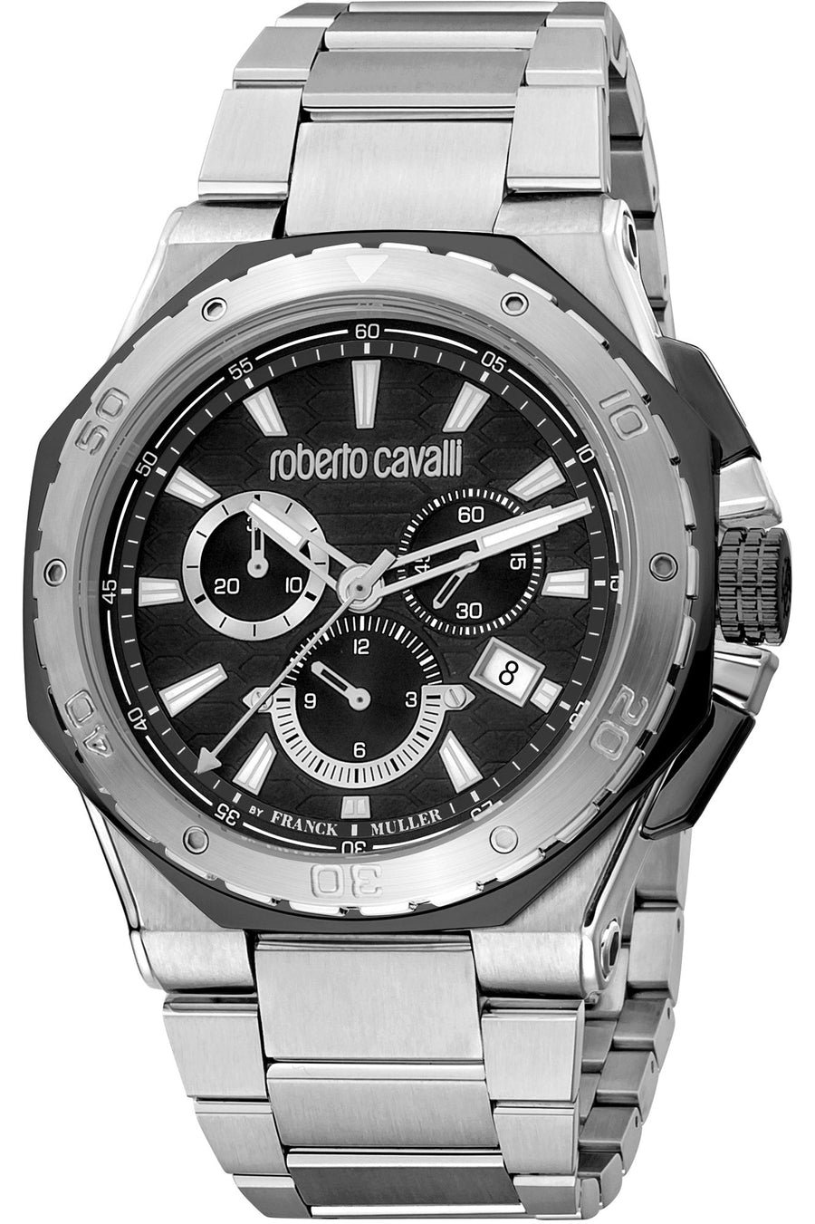 title:Roberto Cavalli by Franck Muller 43mm Quartz Men's Watch;color:Silver