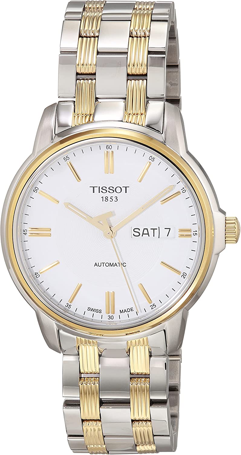 title:Tissot Men's T0654302203100 T-Classic Automatics III 39.7mm Automatic Watch;color:Silver and Gold