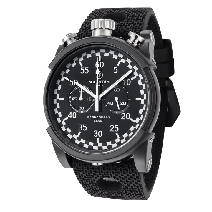 title:CT Scuderia Men's CT-238-P Saturno 44mm Quartz Chronograph Watch;color:Black