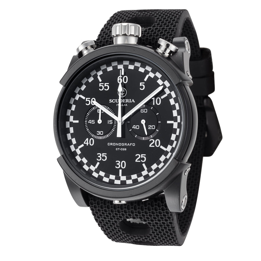 title:CT Scuderia Men's CT-238-P Saturno 44mm Quartz Chronograph Watch;color:Black