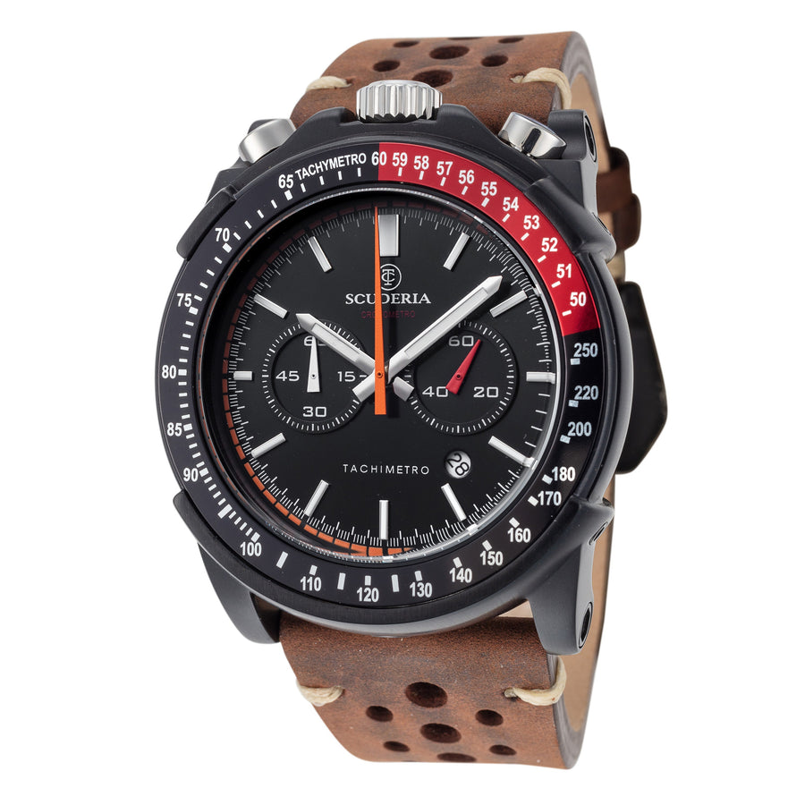 title:CT Scuderia Men's CT-241-P Racer 44mm Quartz Chronograph Watch;color:Brown