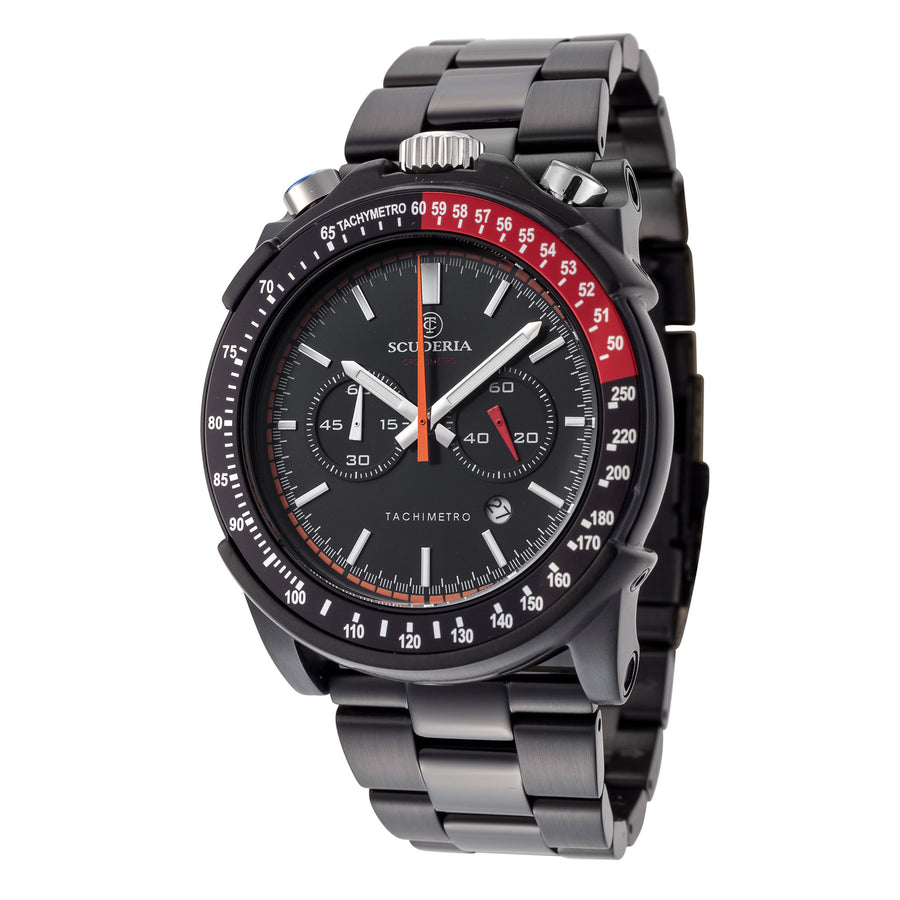 title:CT Scuderia Men's CT-242-P Racer 44mm Quartz Chronograph Watch;color:Black
