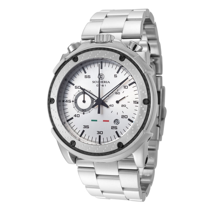 title:CT Scuderia Men's CT-243-P Racer 44mm Quartz Chronograph Watch;color:Silver