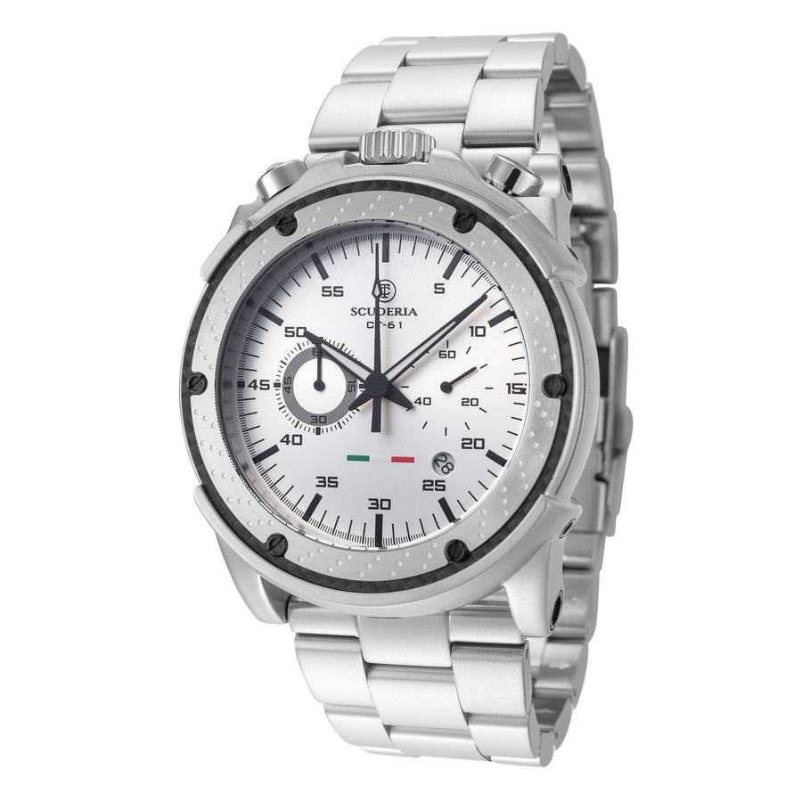 title:CT Scuderia Men's CT-243-P Racer 44mm Quartz Chronograph Watch;color:Silver
