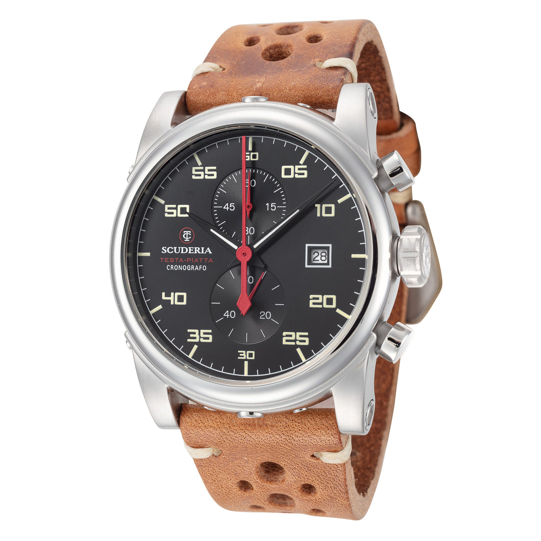 title:CT Scuderia Men's CT-249-P Testa Piatta 42mm Quartz Chronograph Watch;color:Brown