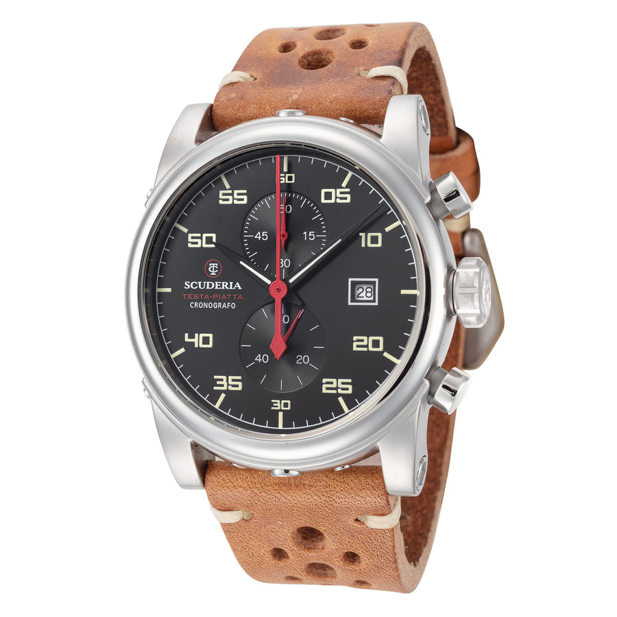 title:CT Scuderia Men's CT-249-P Testa Piatta 42mm Quartz Chronograph Watch;color:Brown