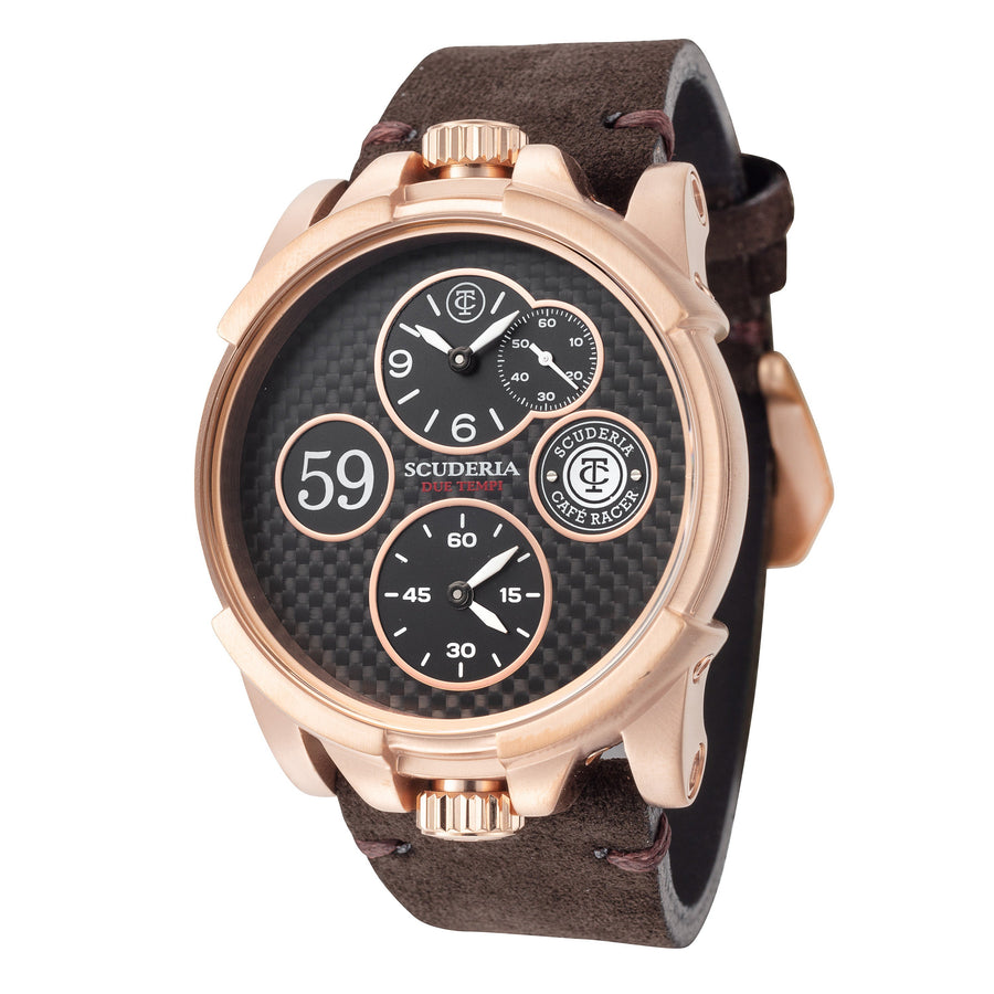 title:CT Scuderia Men's CT-274-P Due Tempi 44mm Quartz Dual Time Watch;color:Brown