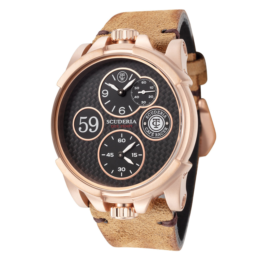 title:CT Scuderia Men's CT-275-P Due Tempi 44mm Quartz Dual Time Watch;color:Brown