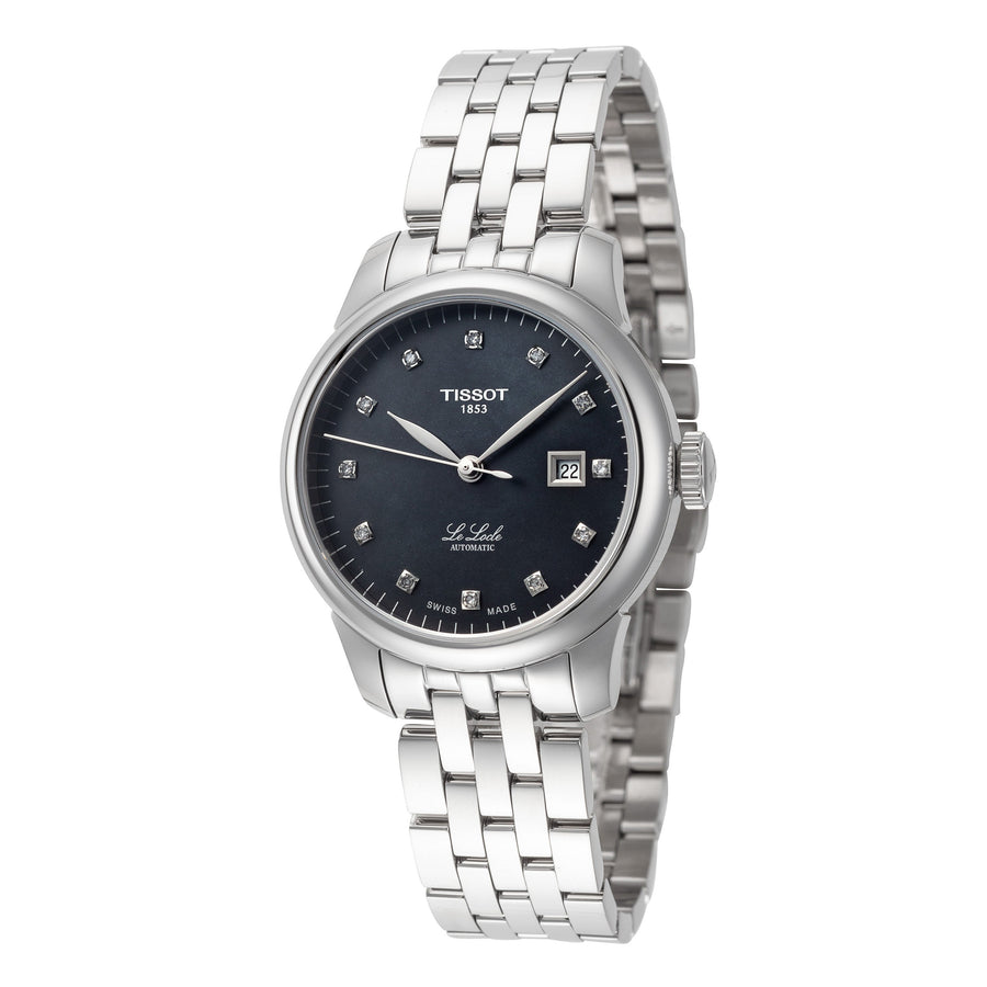 title:Tissot Women's T0062071112600 T-Classic 29mm Automatic Watch;color:Black Mother-of-Pearl Dial Silver Band