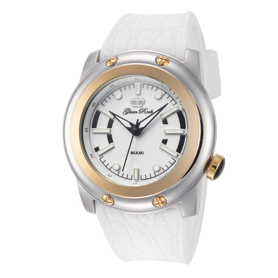 title:Glam Rock Women's GR-002-22 Miami 40mm Quartz Watch;color:White