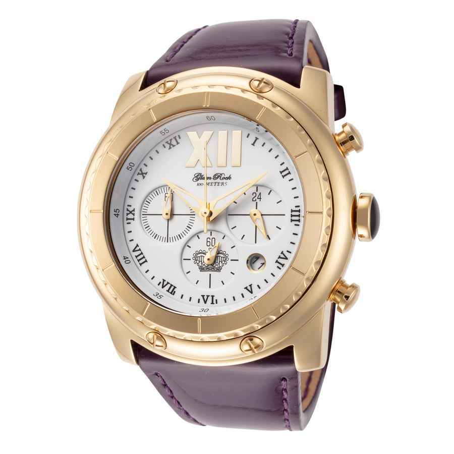 title:Glam Rock Women's GR-011-22 Miami 45mm Quartz Chronograph Watch;color:Purple