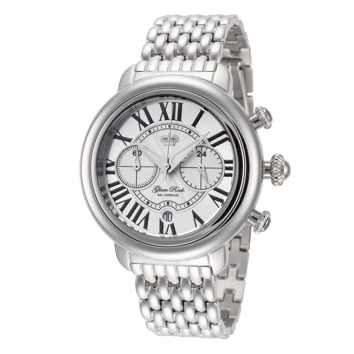 title:Glam Rock Women's GR-029-22 Ball Harbour 40mm Quartz Chronograph Watch;color:Silver