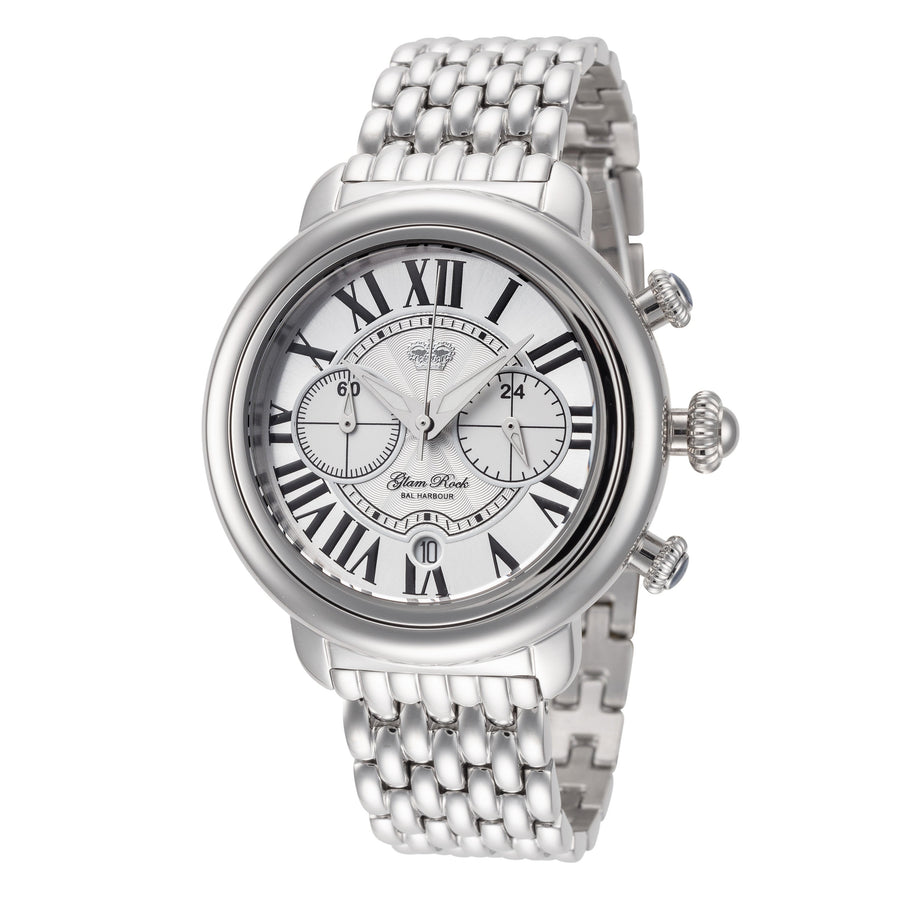 title:Glam Rock Women's GR-029-22 Ball Harbour 40mm Quartz Chronograph Watch;color:Silver