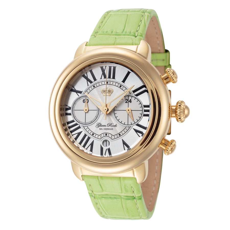title:Glam Rock Women's GR-030-22 Ball Harbour 40mm Quartz Chronograph Watch;color:Green