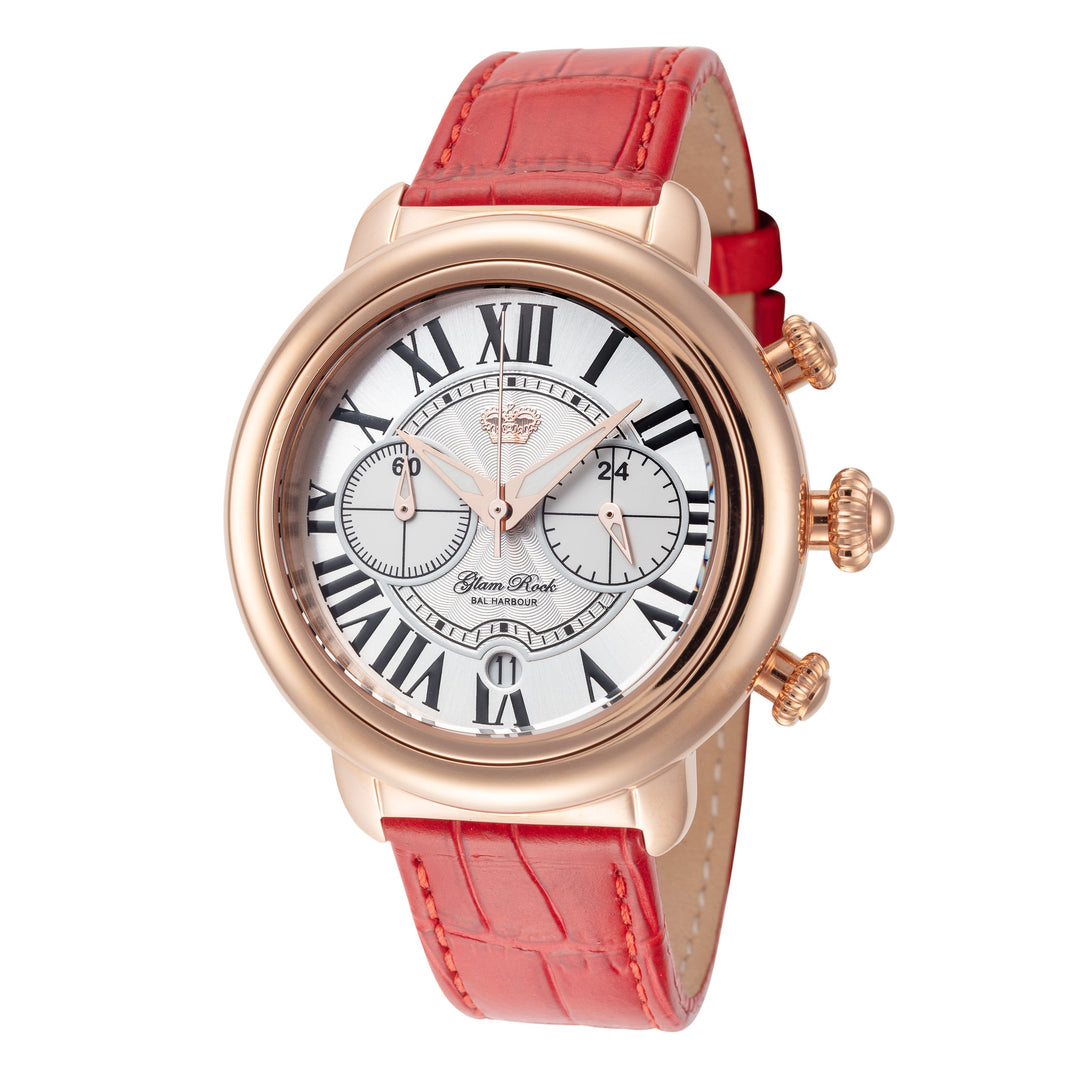 title:Glam Rock Women's GR-031-22 Ball Harbour 40mm Quartz Chronograph Watch;color:Red