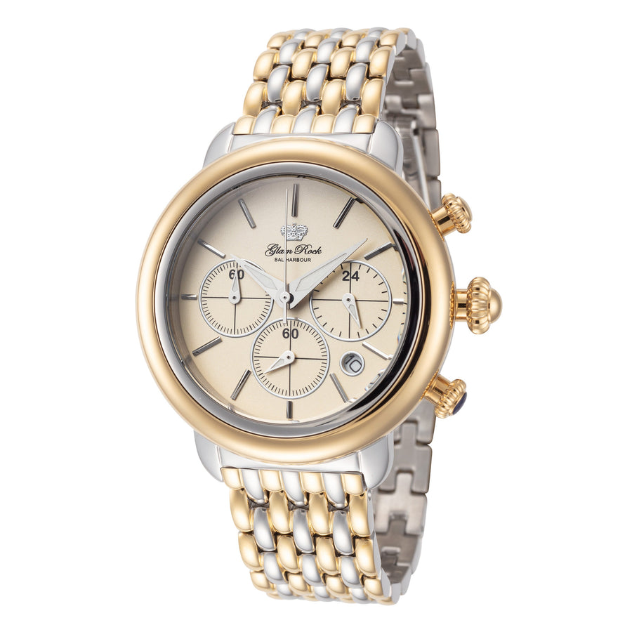 title:Glam Rock Women's GR-034-22 Ball Harbour 40mm Quartz Chronograph Watch;color:Silver and Gold