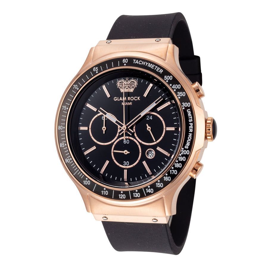 title:Glam Rock Men's GR-054-22 Marine 45mm Quartz Chronograph Watch;color:Black