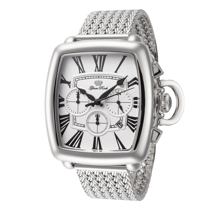 title:Glam Rock Men's GR-094-22 Vintage Conta Tempo 48mm Quartz Chronograph Watch;color:Silver