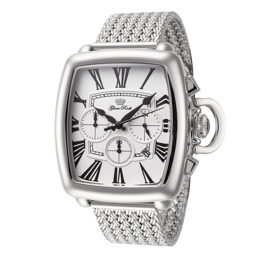 title:Glam Rock Men's GR-094-22 Vintage Conta Tempo 48mm Quartz Chronograph Watch;color:Silver