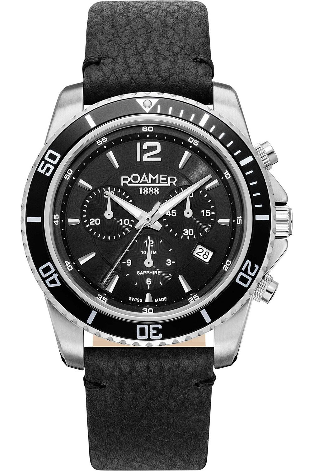 title:Roamer Men's 862837-41-55-02 Nautic Chrono 100 43mm Quartz Watch;color:Black