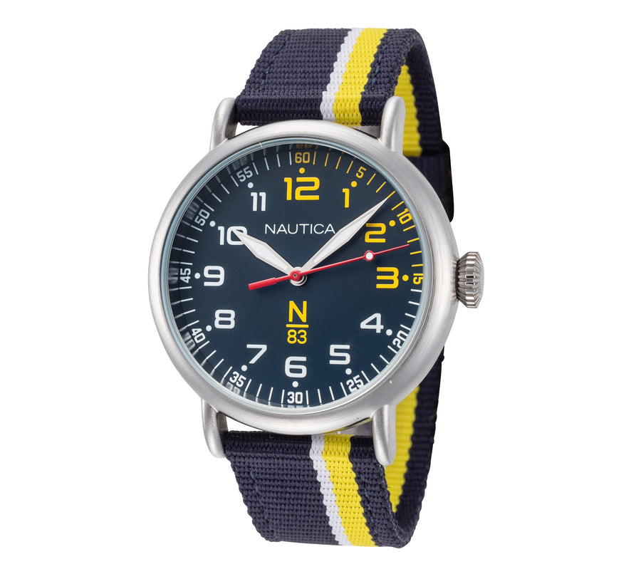 title:Nautica Men's NAPWLS907 Wakeland 40mm Quartz Watch;color:Black and Yellow