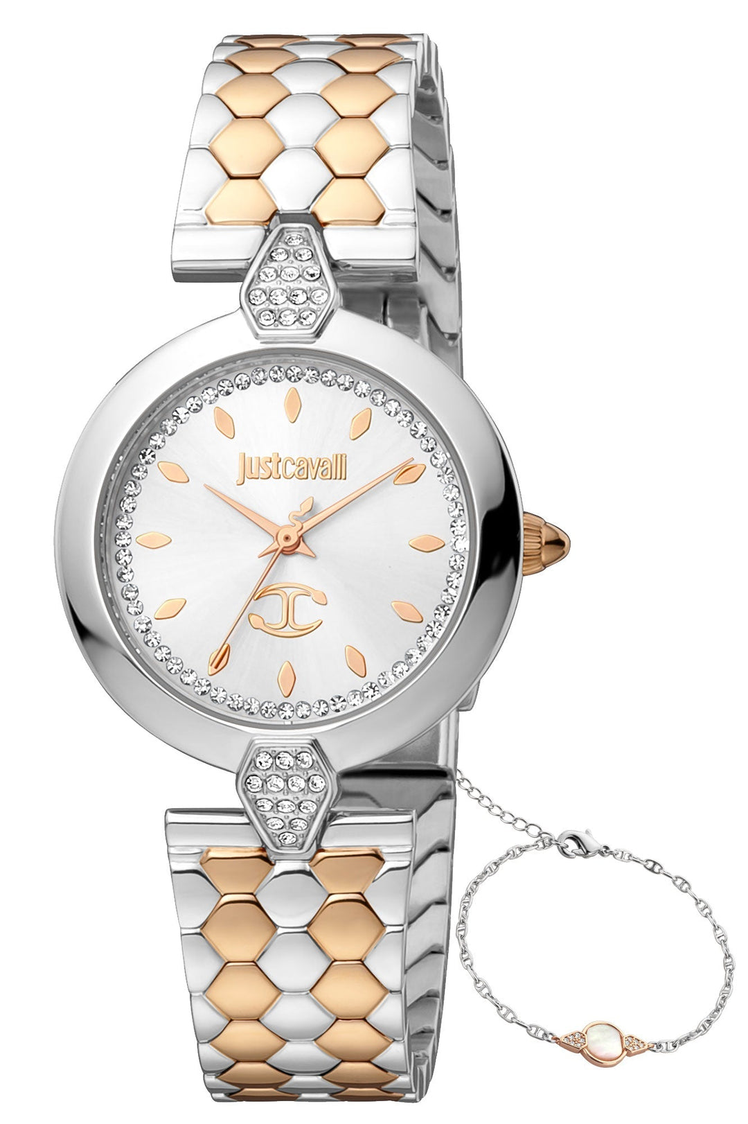 title:Just Cavalli Women's JC1L194M0095 Glam Chic Donna Moderna 30mm Quartz Watch;color:Grey Dial Silver Band