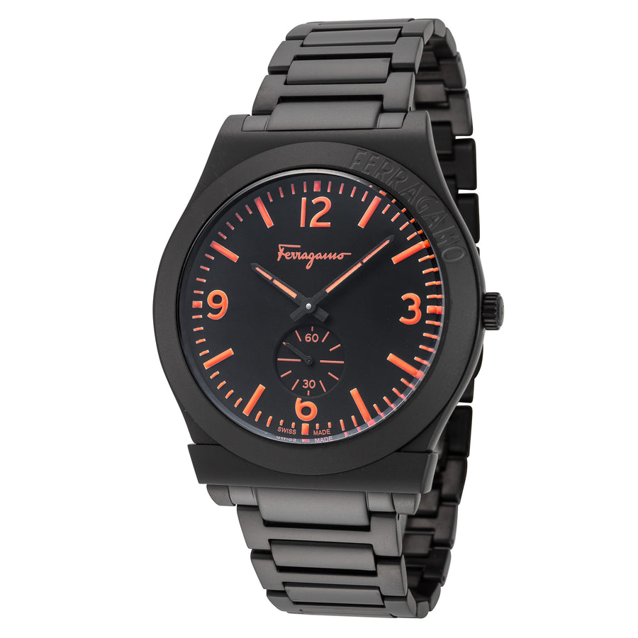title:Ferragamo Men's Gancini 41mm Quartz Watch SFML00522;color:Black