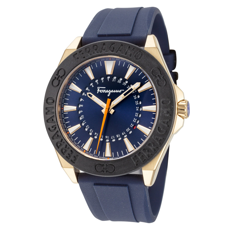 title:Ferragamo Men's SFMQ00222 Ferragamo 43mm Quartz Watch;color:Blue
