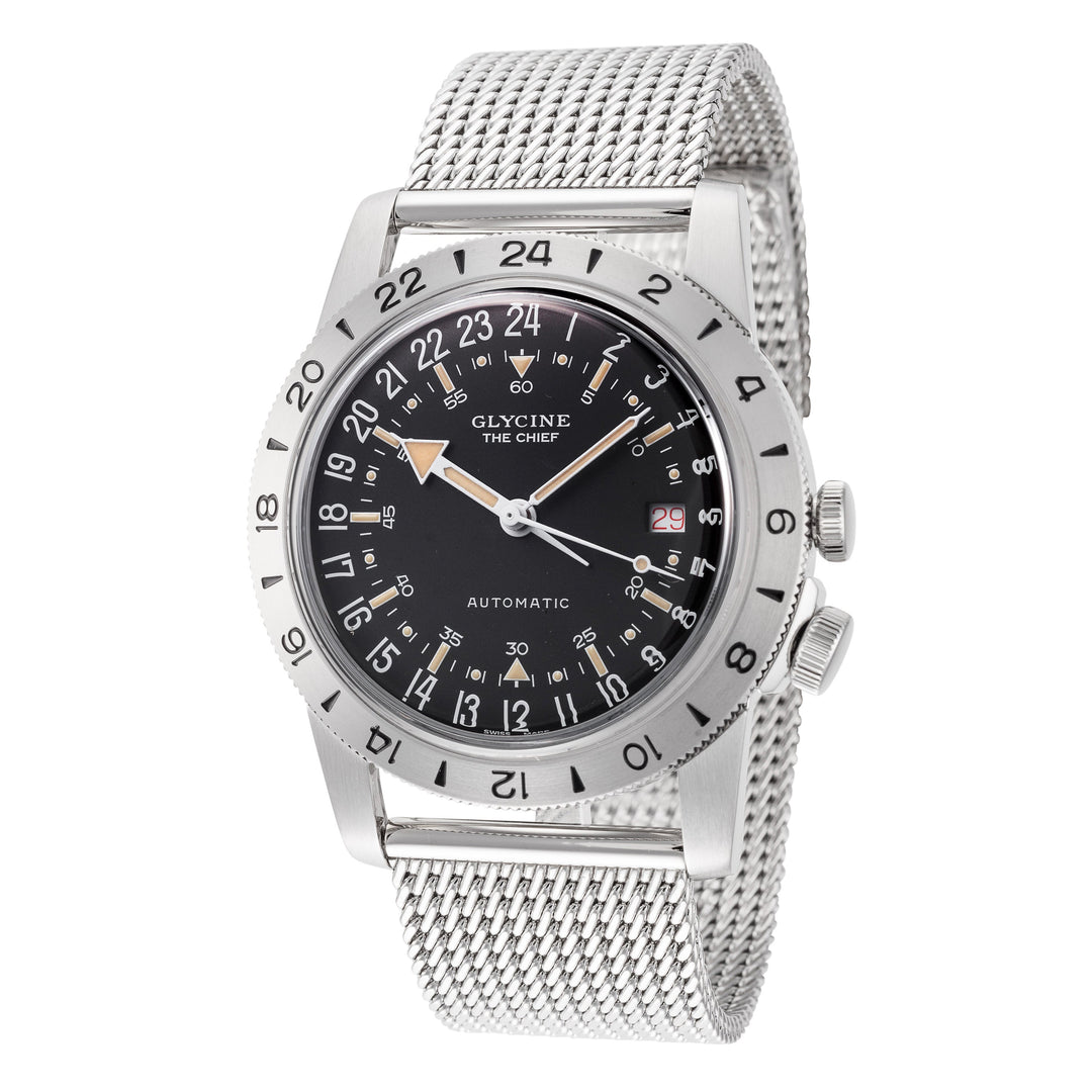 title:Glycine Men's GL0468 Airman Vintage The Chief 40mm Automatic Watch;color:Silver