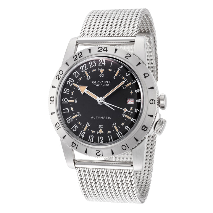 title:Glycine Men's GL0468 Airman Vintage The Chief 40mm Automatic Watch;color:Silver