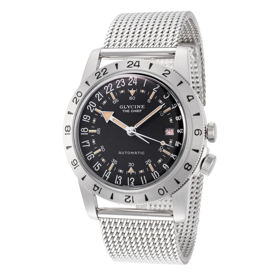 title:Glycine Men's GL0468 Airman Vintage The Chief 40mm Automatic Watch;color:Silver