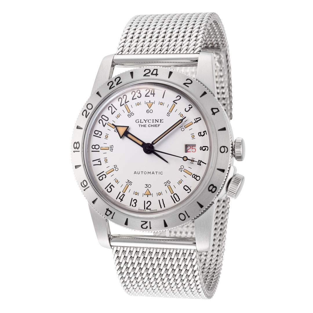 title:Glycine Men's GL0470 Airman Vintage The Chief 40mm Automatic Watch;color:Silver