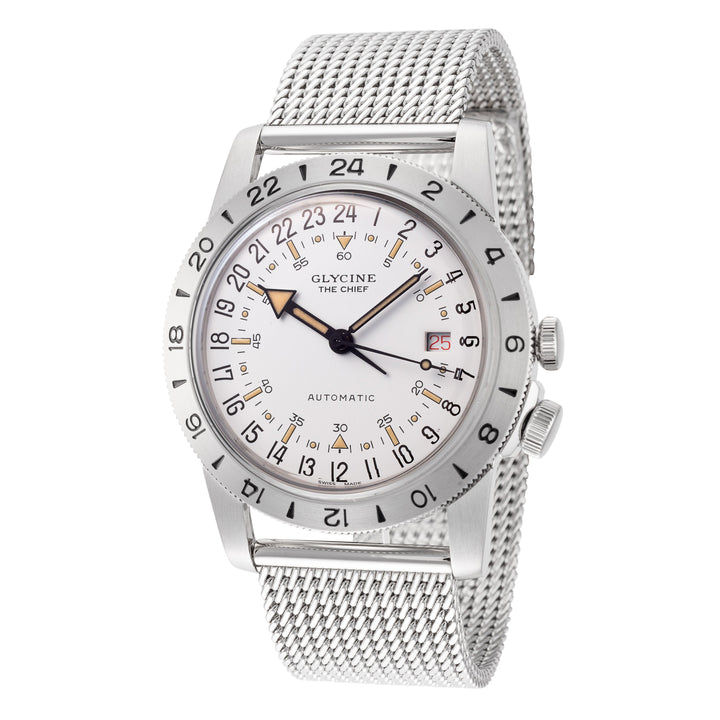 title:Glycine Men's GL0470 Airman Vintage The Chief 40mm Automatic Watch;color:Silver