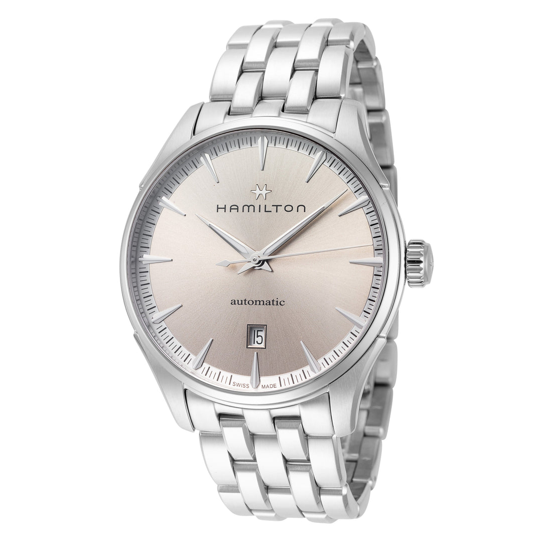 title:Hamilton Men's H32475120 Jazzmaster 40mm Automatic Watch;color:Beige Dial Silver Band