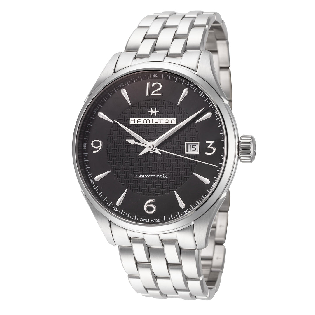 title:Hamilton Men's H32755131 Viewmatic 44 Automatic Watch;color:Black Dial Silver Band