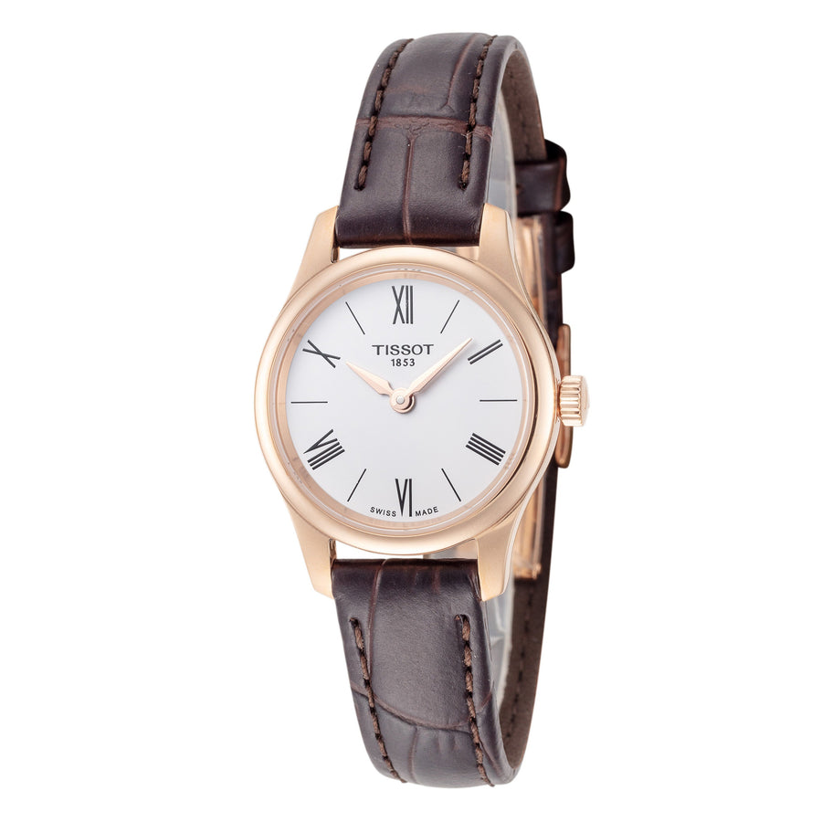 title:Tissot Women's T0630093601800 Tradition 35mm Quartz Watch;color:White Dial Black Band