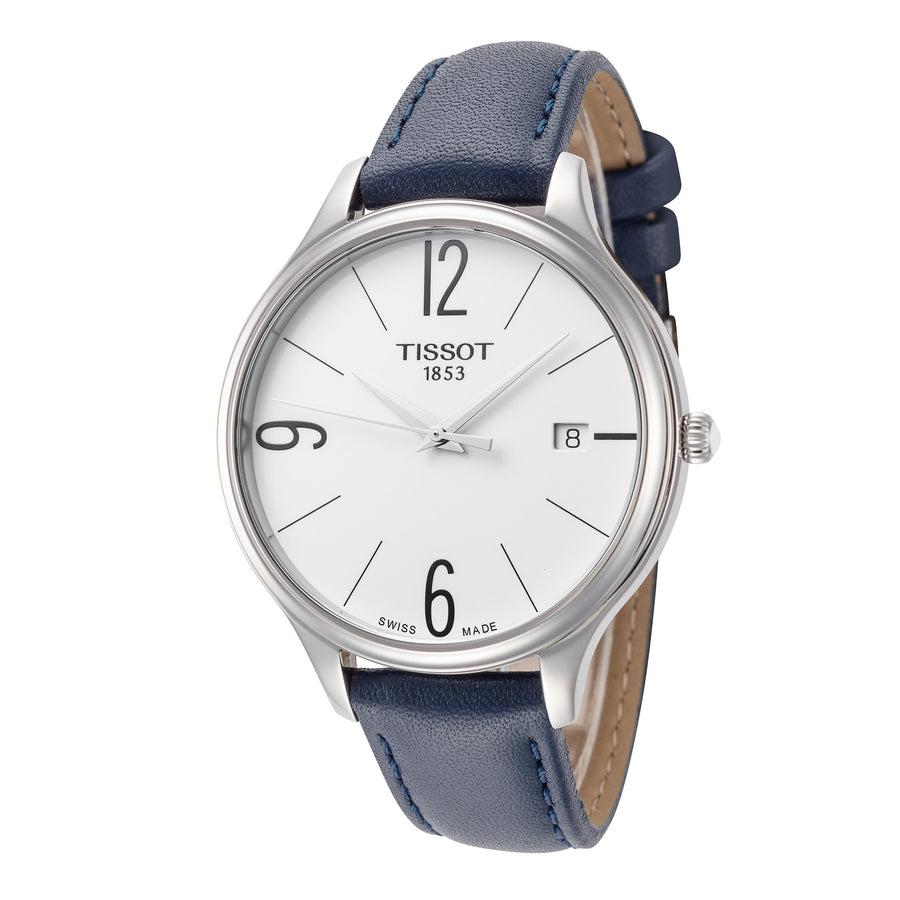 title:Tissot Women's T1032101601700 Bella Ora 38mm Quartz Watch;color:White Dial Blue Band