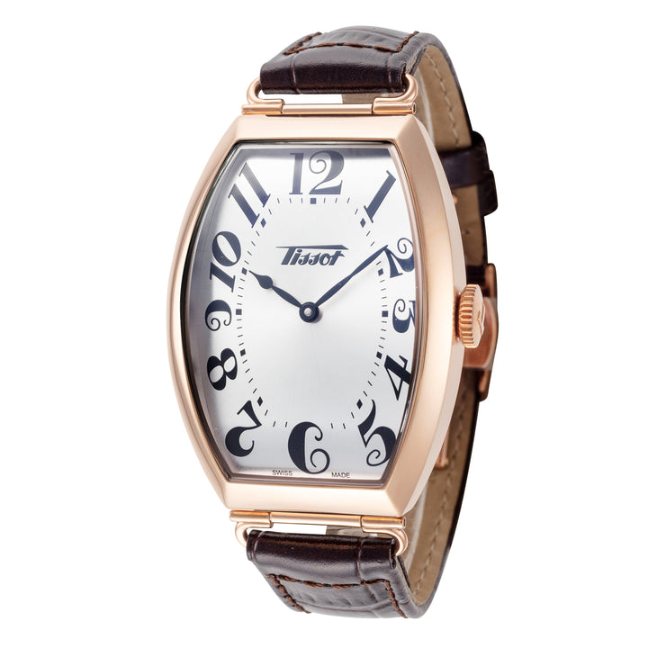 title:Tissot Men's T1285093603200 Heritage 42.45mm Quartz Watch;color:Silver Dial Brown Band