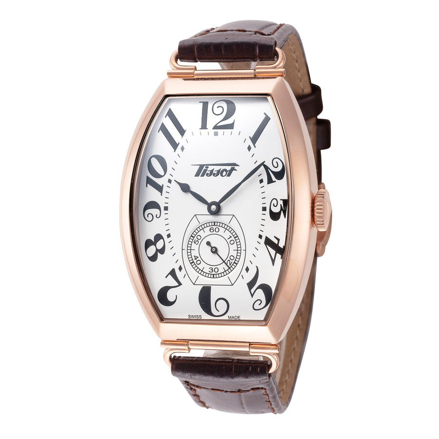 title:Tissot Unisex T1285053601200 Heritage Porto 31mm Manual-Wind Watch;color:White Dial Brown Band
