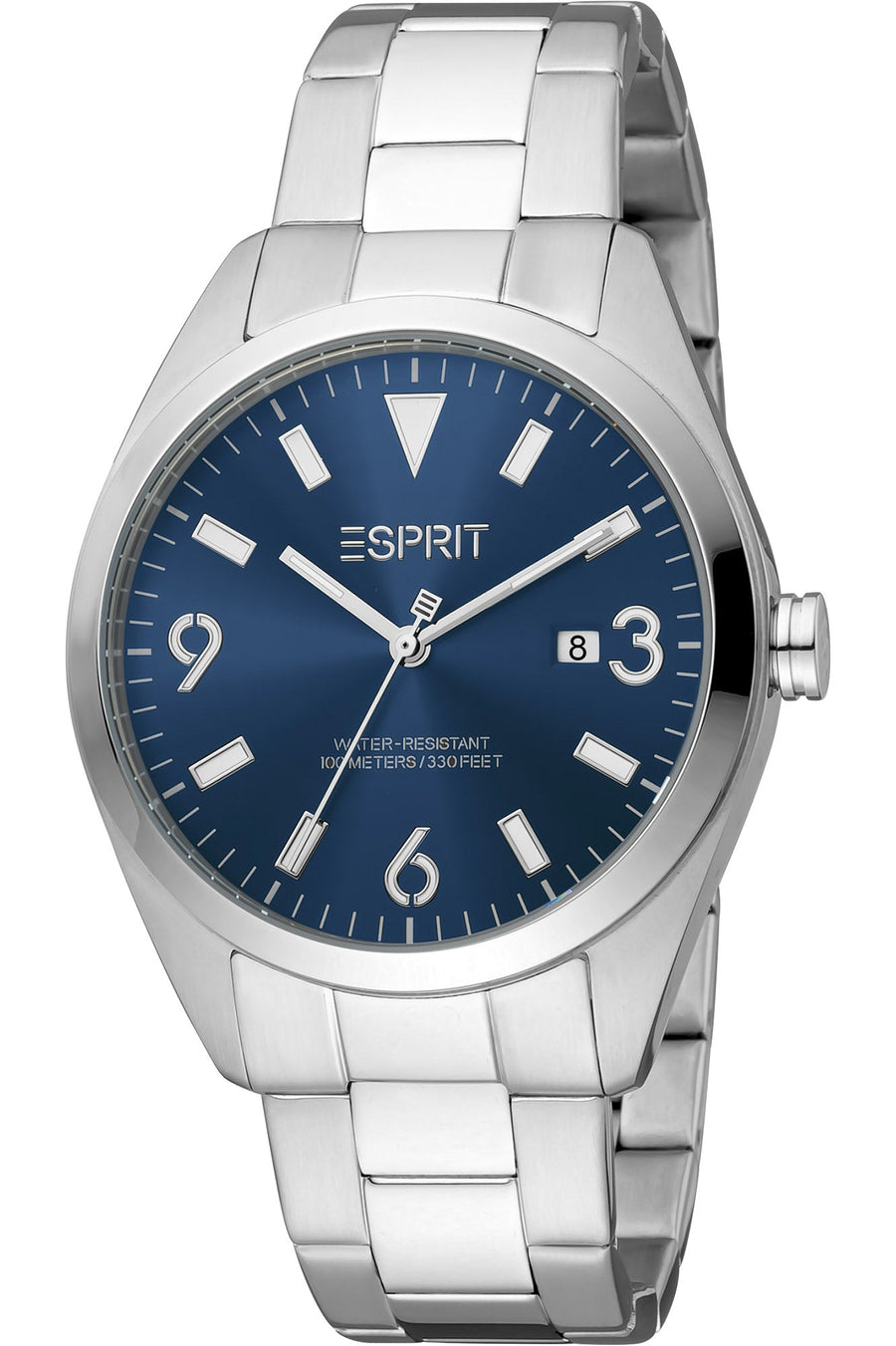 title:Esprit Men's ES1G304M0215 Mason 40mm Quartz Watch;color:Dark Blue Dial Silver Band
