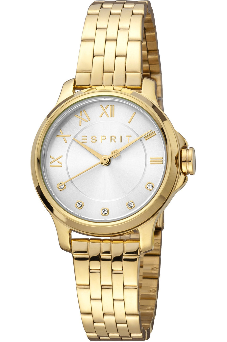 title:Esprit Women's ES1L144M3065 Bent II 30mm Quartz Watch;color:Grey Dial Gold Band