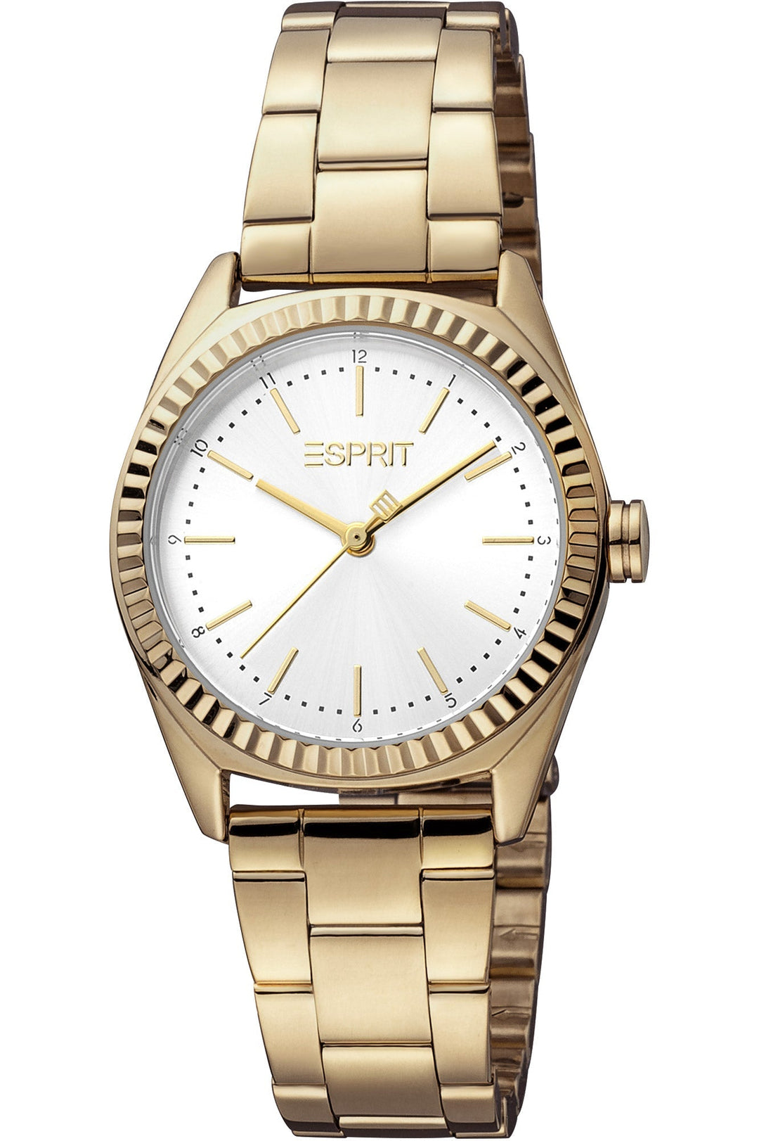 title:Esprit Women's ES1L291M0125 Charlie 30mm Quartz Watch;color:Grey Dial Gold Band
