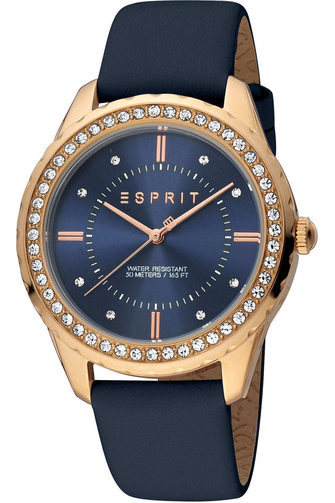 title:Esprit Women's ES1L353L0035 Skyler XL 38mm Quartz Watch;color:Dark Blue Dial Dark Blue Band