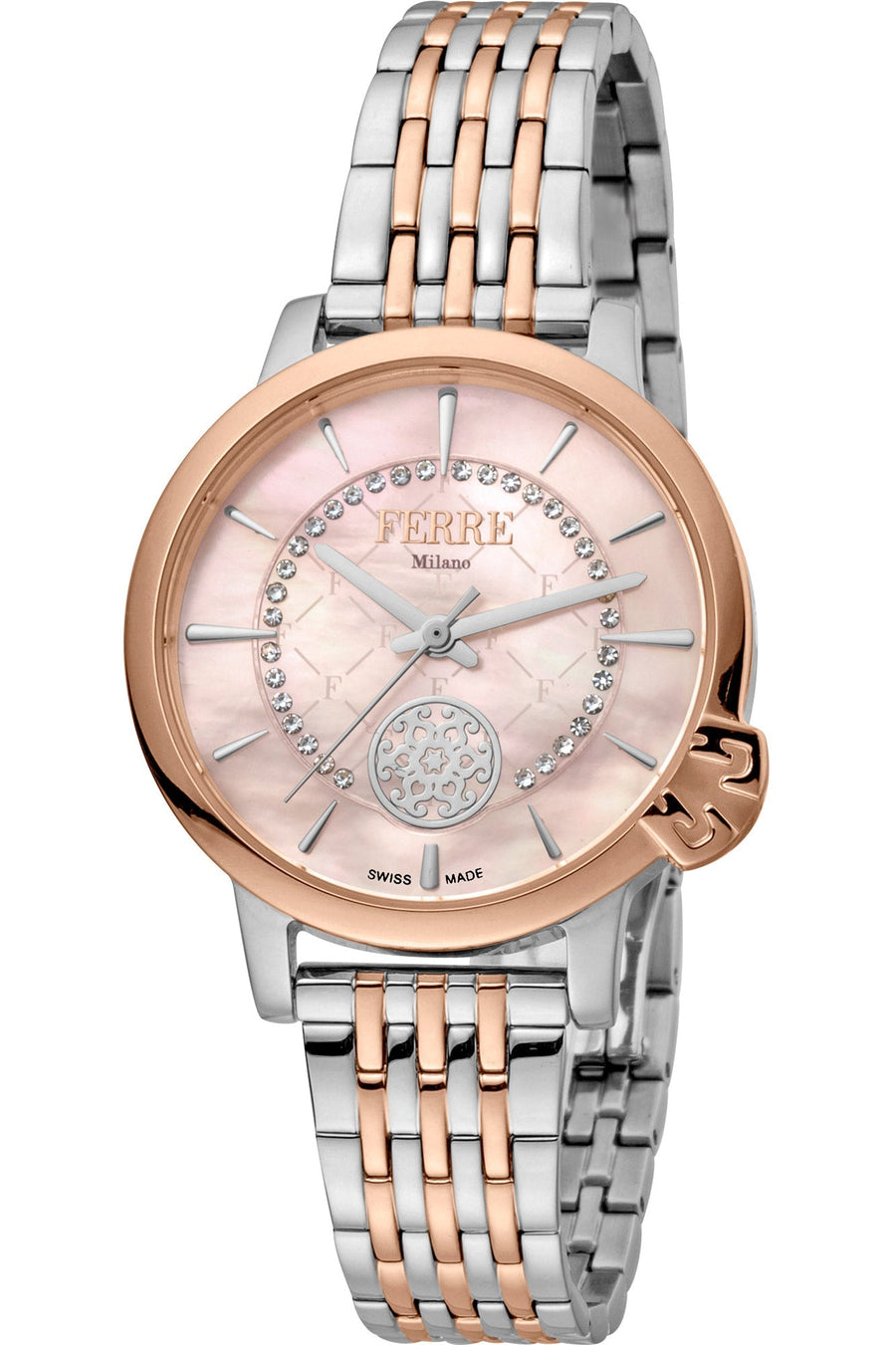 title:Ferr� Milano Women's FM1L150M0101 Fashion 32mm Quartz Watch;color:Rose Gold Dial Silver Band