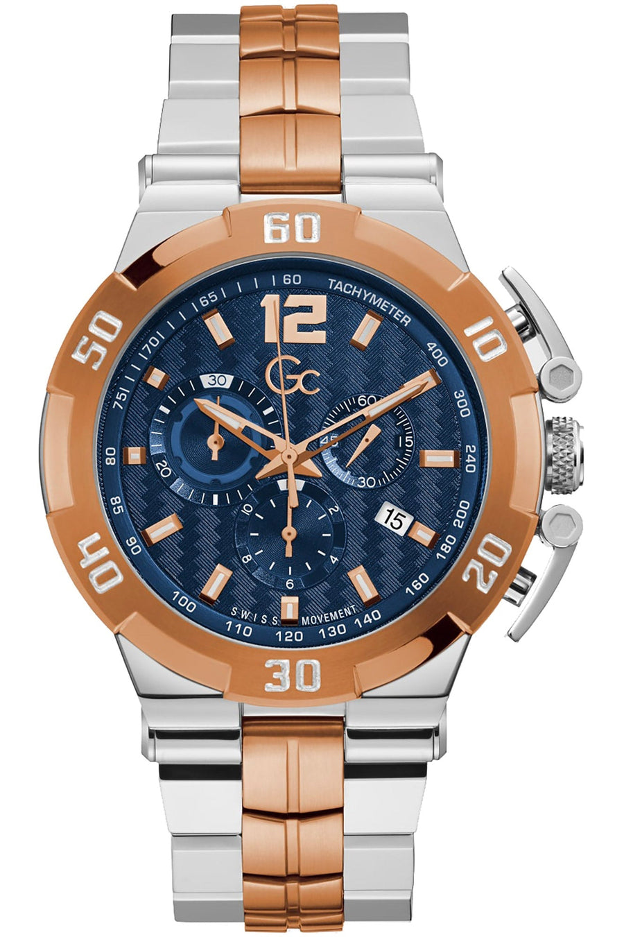title:GUESS Collection Men's Y52007G7 Fashion 45mm Quartz Watch;color:Blue Dial Silver Band